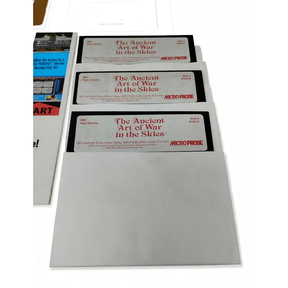 Vintage 1992 MicroProse The Ancient Art of War in the Skies DOS PC Big Box Set